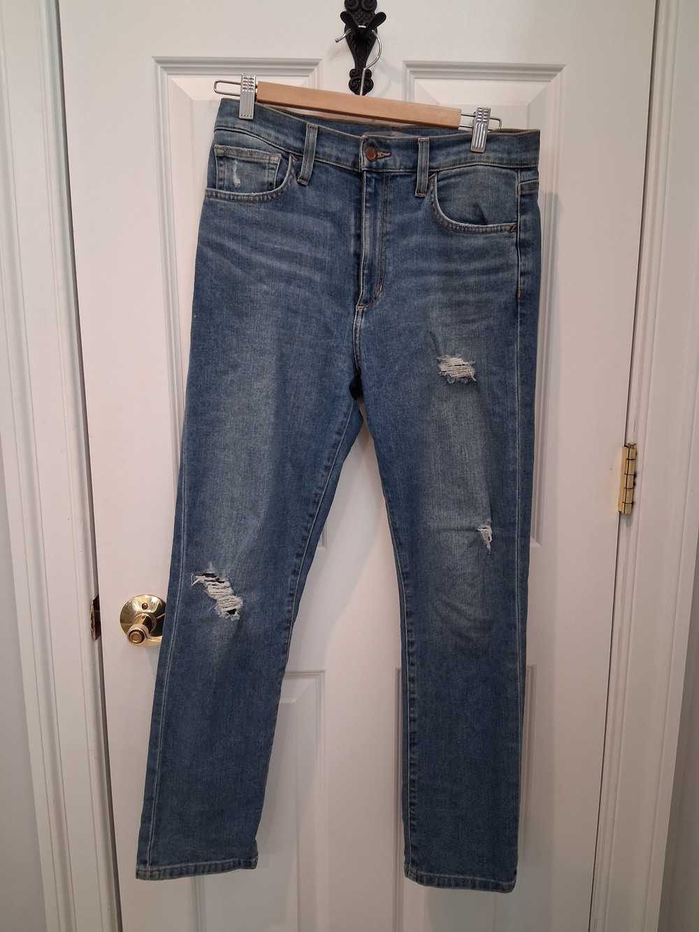 Joe's Jeans Medium Blue Straight-Leg Distressed Denim